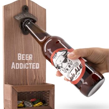 Ouvre-bouteille de bière mural avec attrape-bouteille 3