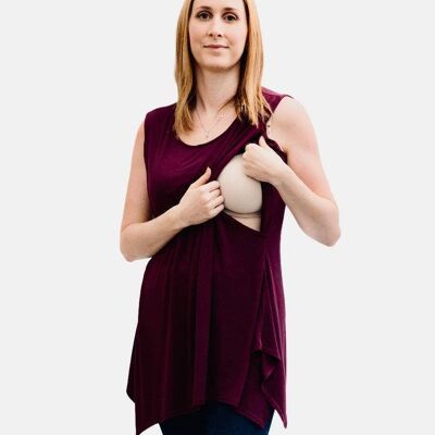 Long Nursing Top - Burgundy