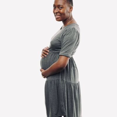 Boho Maternity Dress - Grey