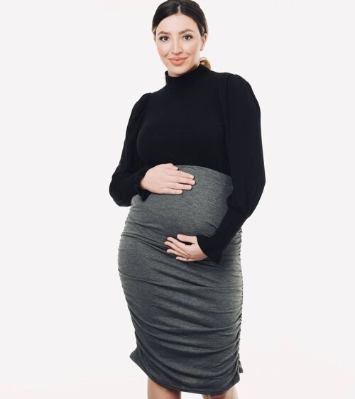 Ruched Maternity Skirt - Grey