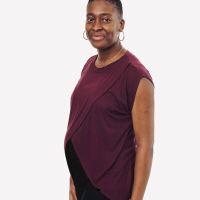 Nursing T-Shirt (Burgundy / Black Vest)