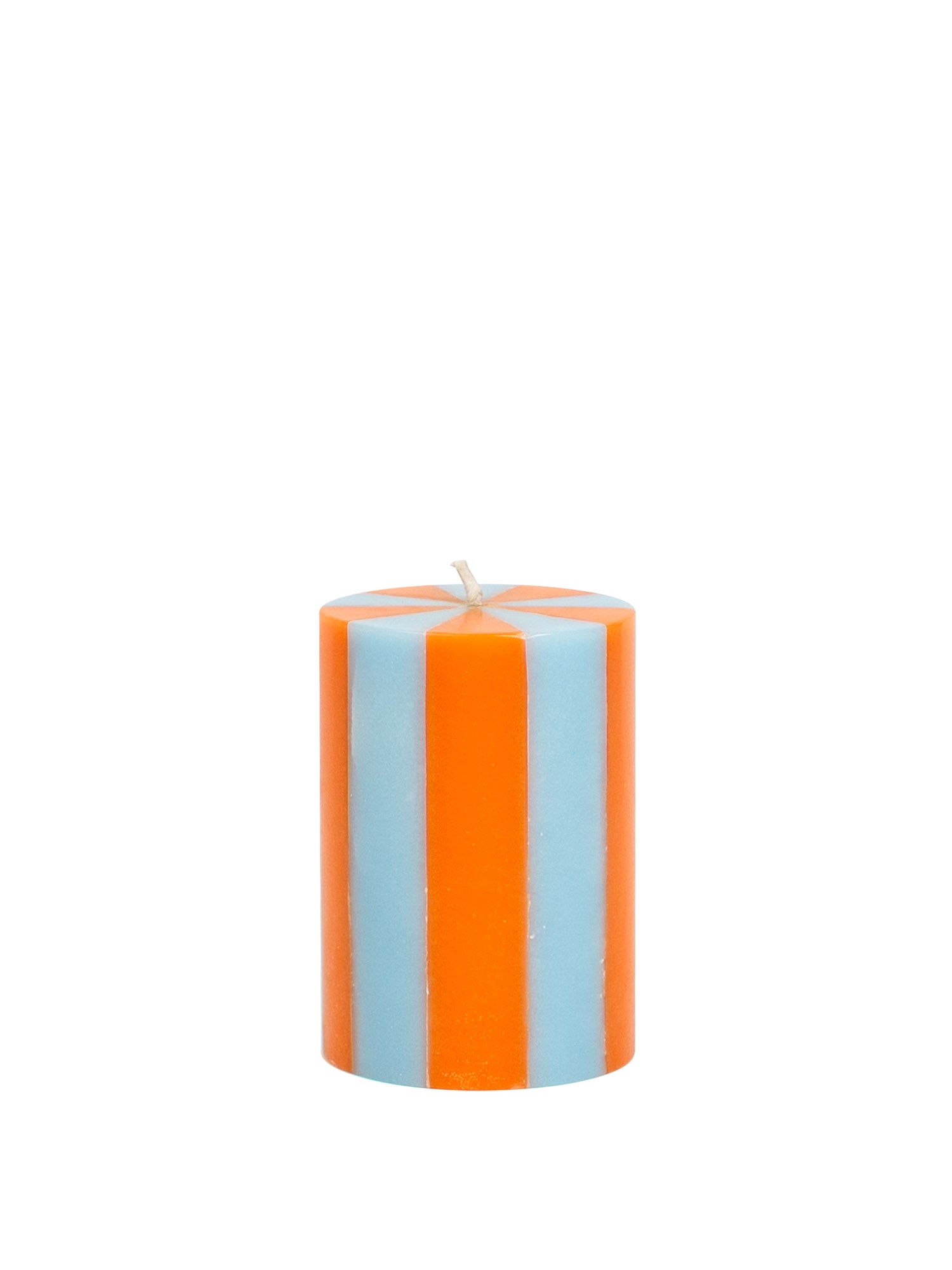 Kleine Stumpenkerze - Orange / Pastellblau