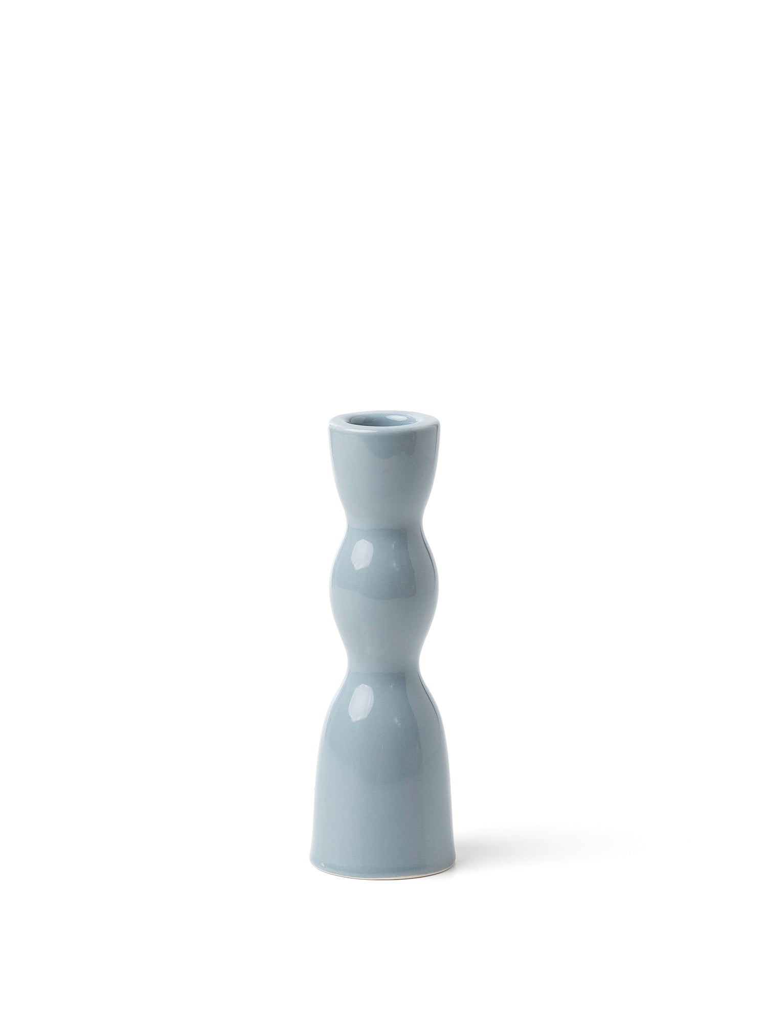 Wave Kerzenhalter niedrig - Blaugrau