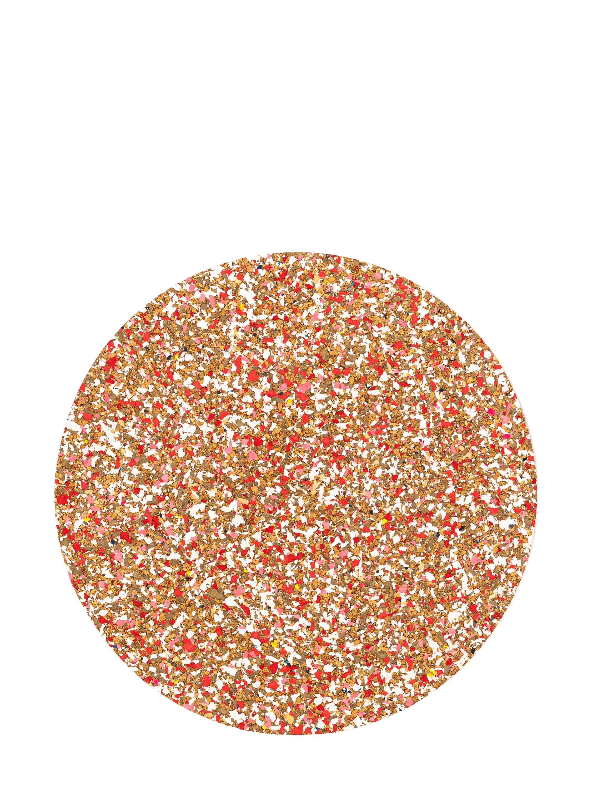 Rotes, rundes, gesprenkeltes Kork-Platzset