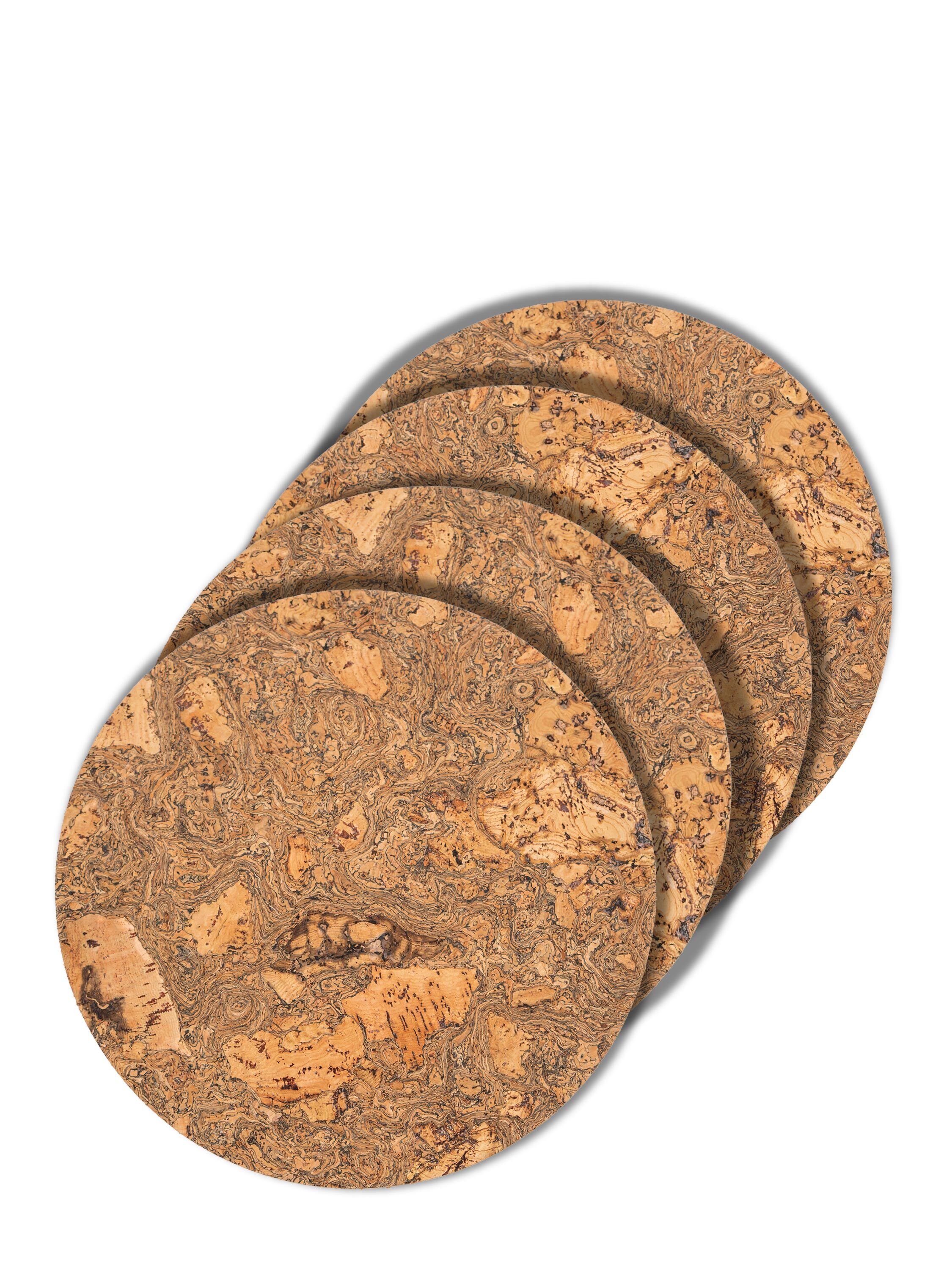 Rundes Tischset aus Naturkork, 4er-Set - Grau
