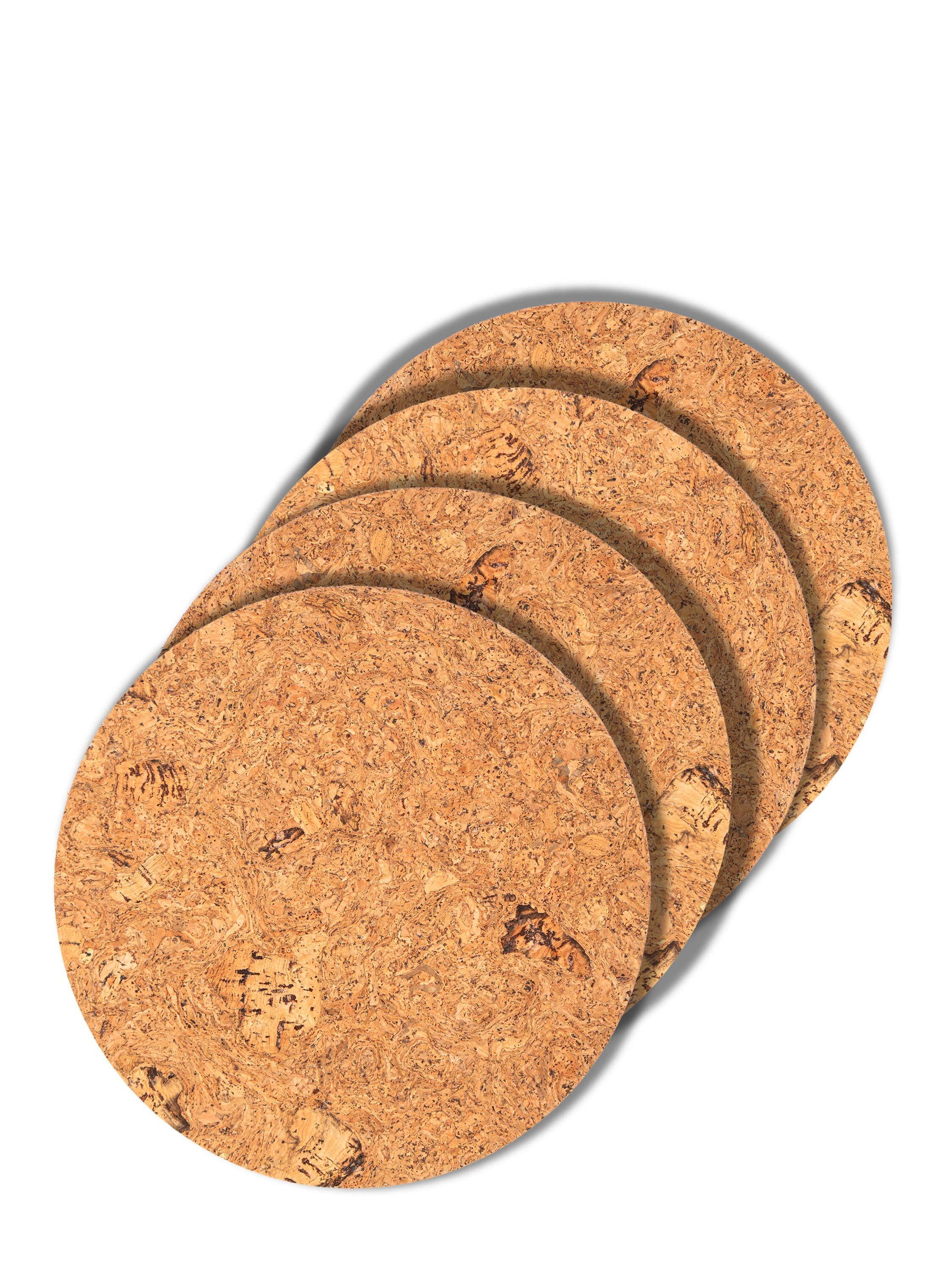 Rundes Tischset aus Naturkork, 4er-Set - Natur