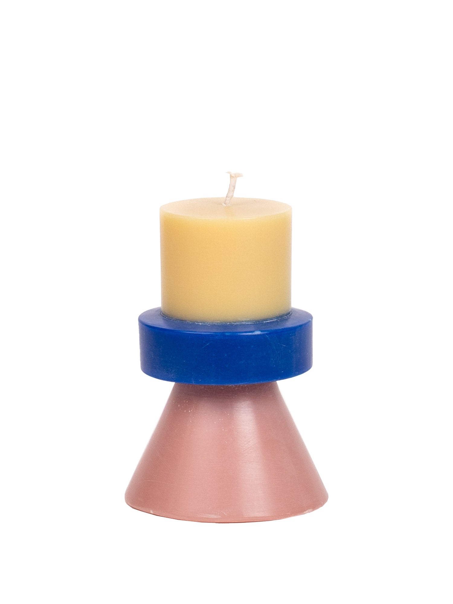 Stapelkerze Mini - Creme / Marineblau / Lachs