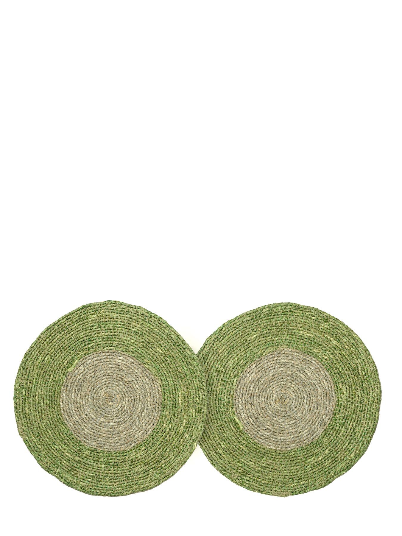Tischsets aus Seegras 2er-Set - Dunkelgrün / Grau