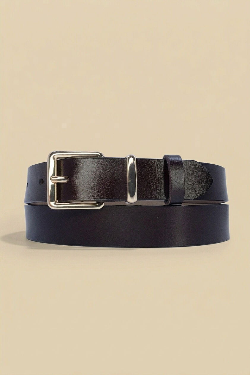 Women's split cowhide leather belt, 3 cm wide, REF1007-30 BROWN