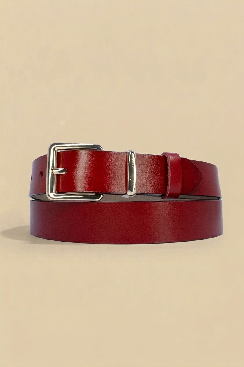 Ceinture femme en croûte de cuir de vachette largeur 3 cm REF1007-30 ROUGE