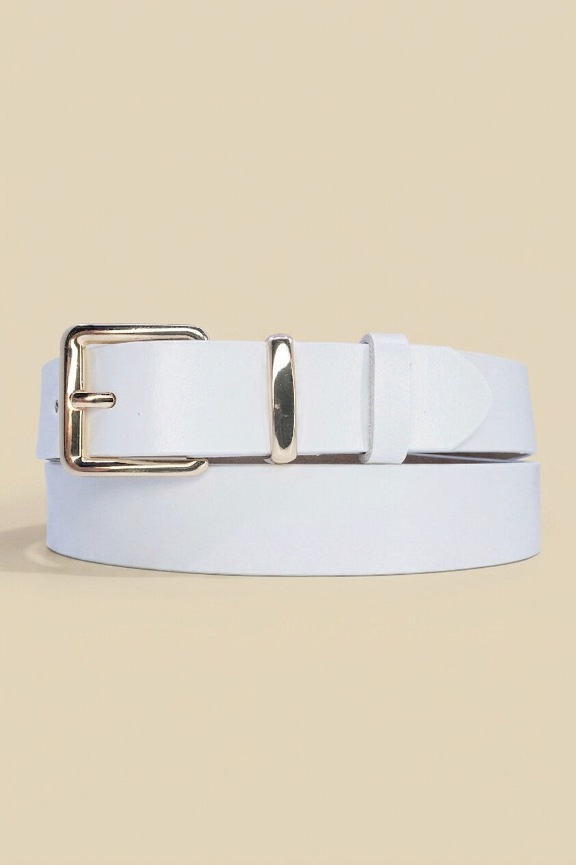Ceinture femme en croûte de cuir de vachette largeur 3 cm REF1007-30 BLANC