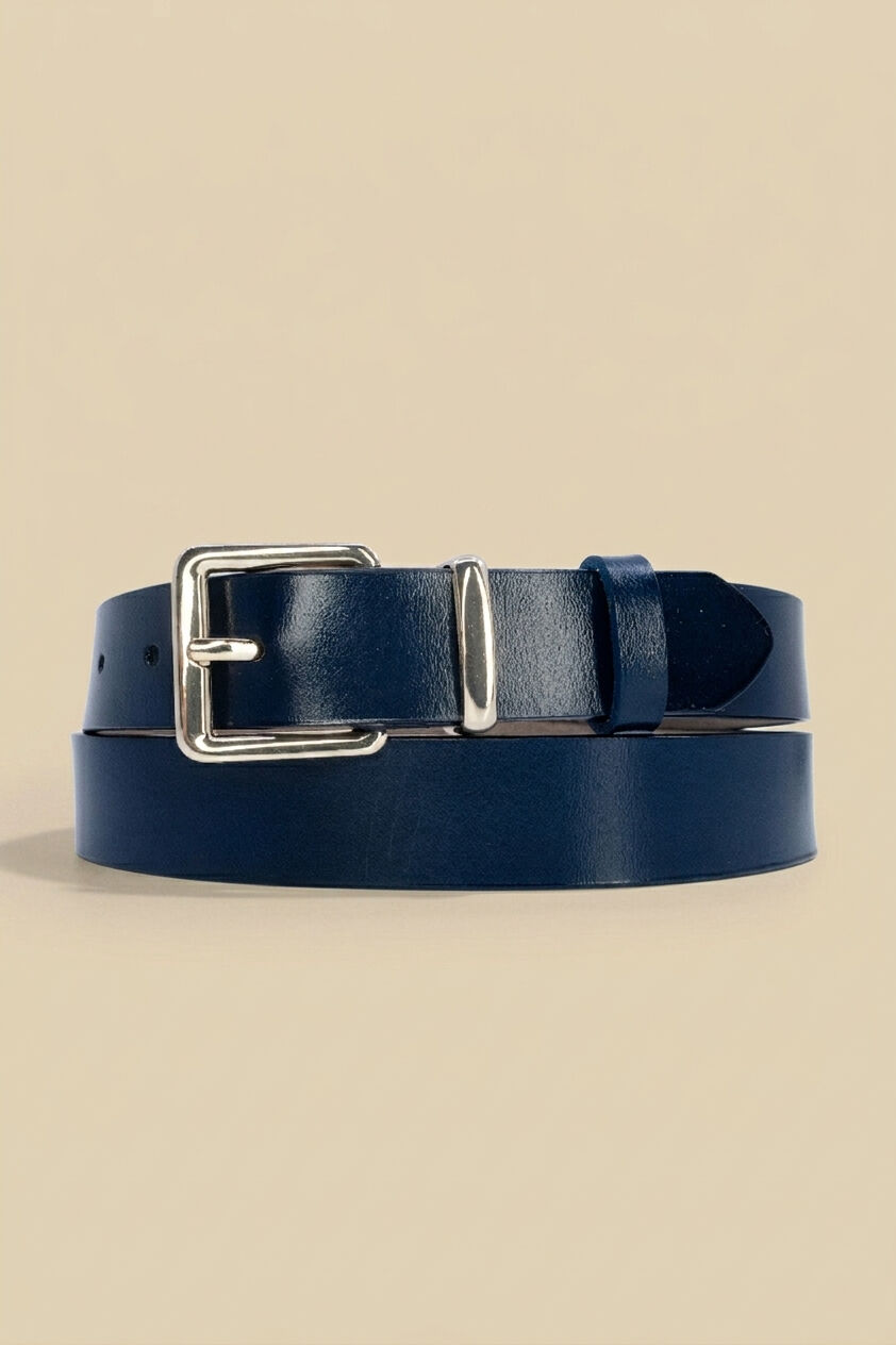 Ceinture femme en croûte de cuir de vachette largeur 3 cm REF1007-30 MARINE