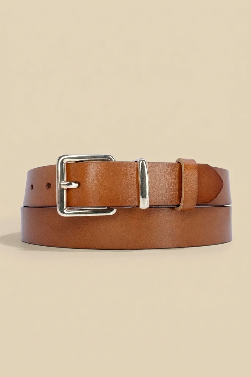 Women's split cowhide leather belt, 3 cm wide, REF1007-30 CAMEL