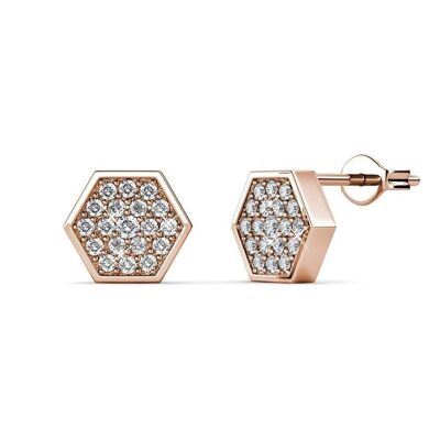 Pendientes hexagonales - Oro rosa y cristal I MYC-Paris.com