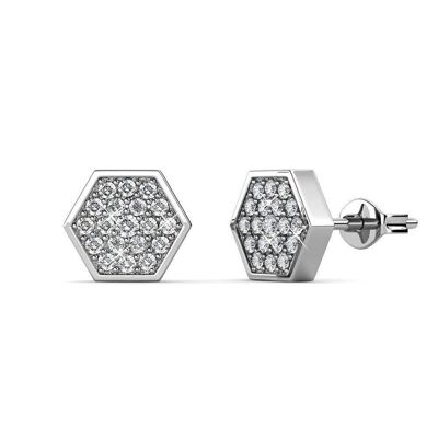 Hexagon Earrings - Silver and Crystal I MYC-Paris.com