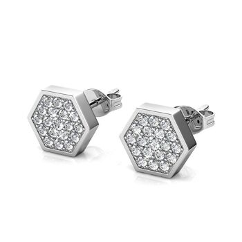 Boucles d'oreilles Hexagon - Argenté et Cristal I MYC-Paris.com 4