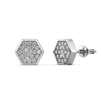 Boucles d'oreilles Hexagon - Argenté et Cristal I MYC-Paris.com 6