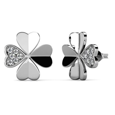 Boucles d'oreilles Clover Petal - Argenté et Cristal I MYC-Paris.com