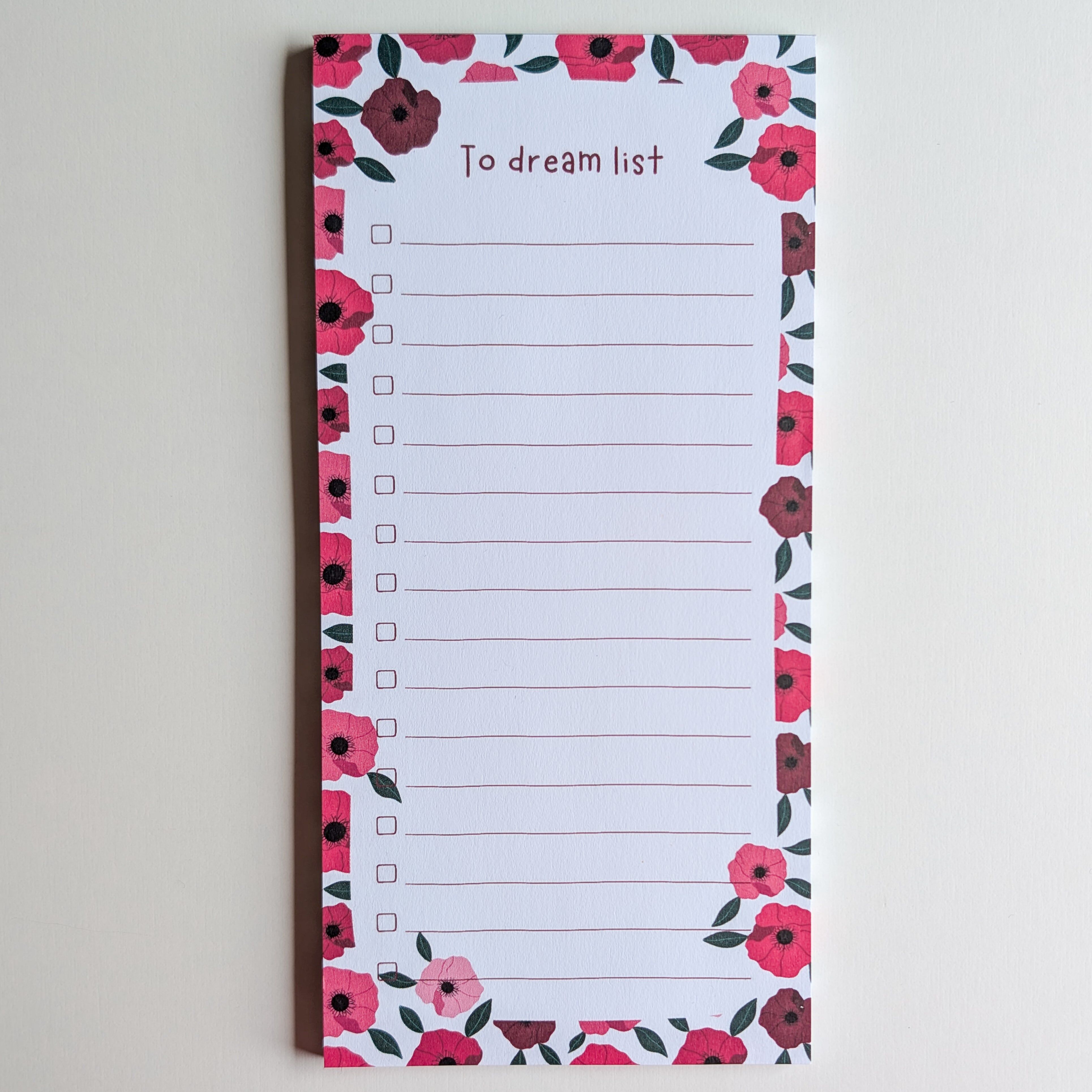 Auf die Wunschliste 10x21 cm - Rosa und rote Anemonen