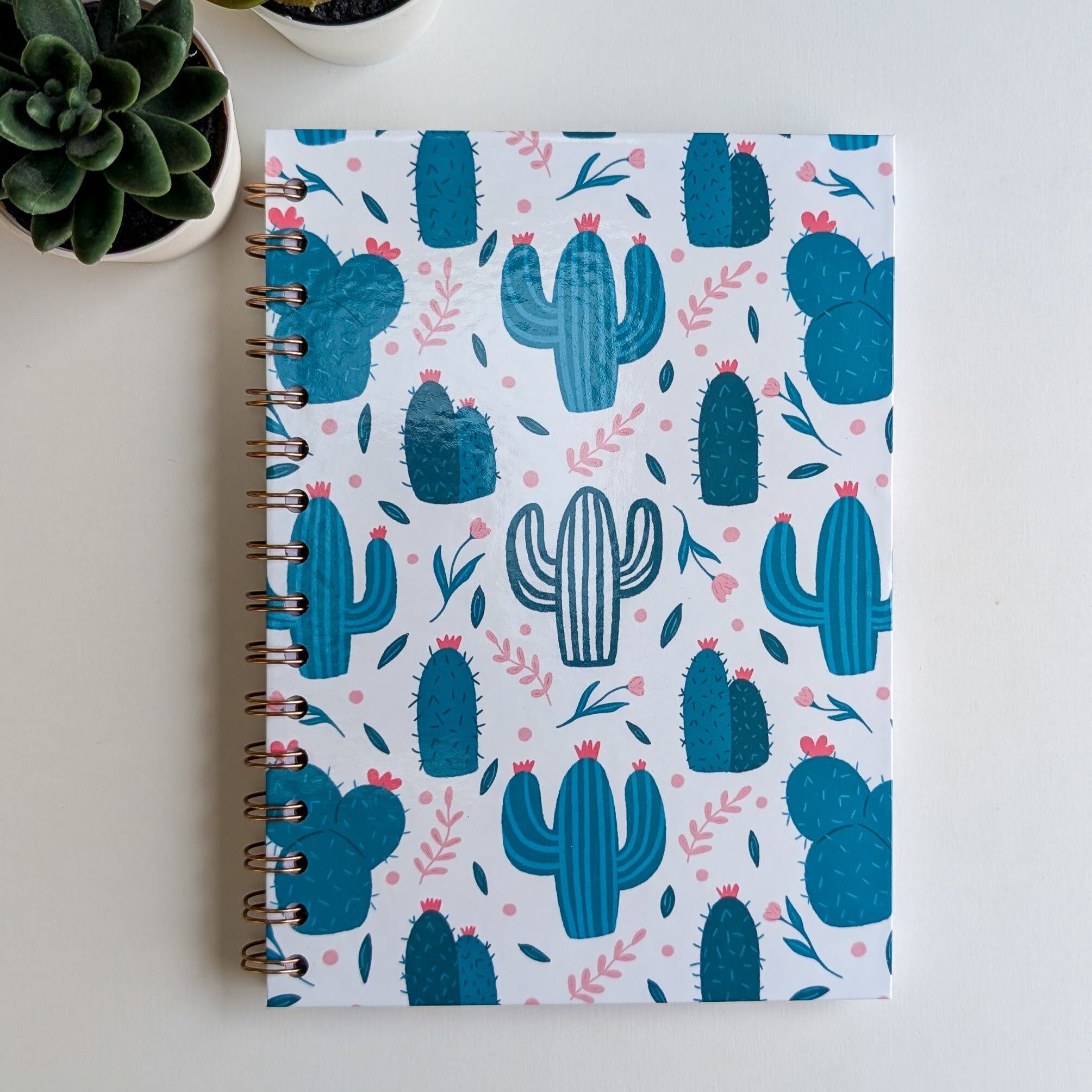 A5 Notizbuch – Spiralbindung – Kaktus & Blumen