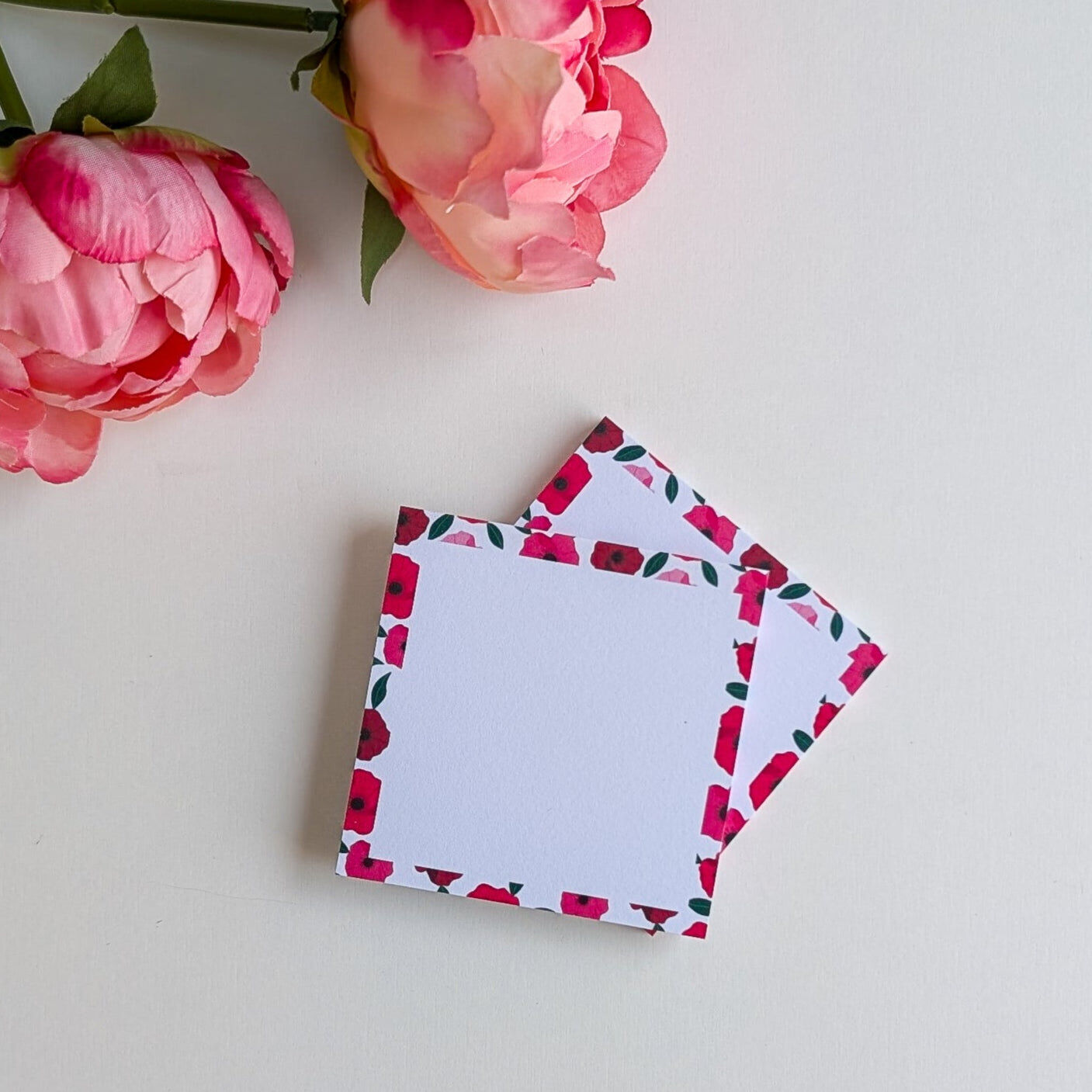 2er-Set Haftnotizen – Rosa und Rote Anemonen