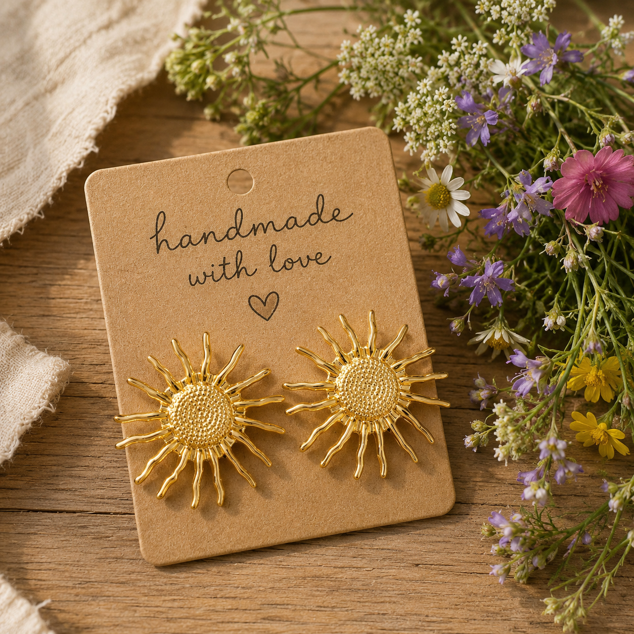 Radiant Sun Maxi-Ohrringe | 18 Karat vergoldete Legierung