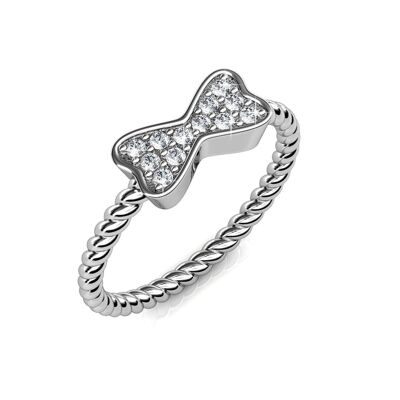 Anillo de cinta trenzada - Plata y cristal I MYC-Paris.com