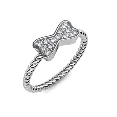 Twisted Ribbon Ring - Silver and Crystal I MYC-Paris.com