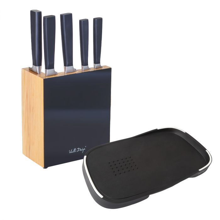 Set of 5 knives in FINO block with Livio board black 0473