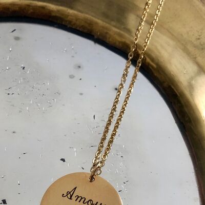 Necklace a Medal "Love Forever" - Gold - Standard classic (45cm)