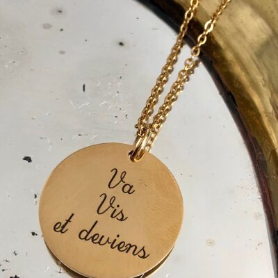 Necklace a Medal "Go live and become" - Gold - Standard classic (45cm)