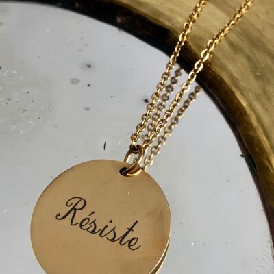 Necklace a Medal "Resist" - Gold - Standard classic (45cm)