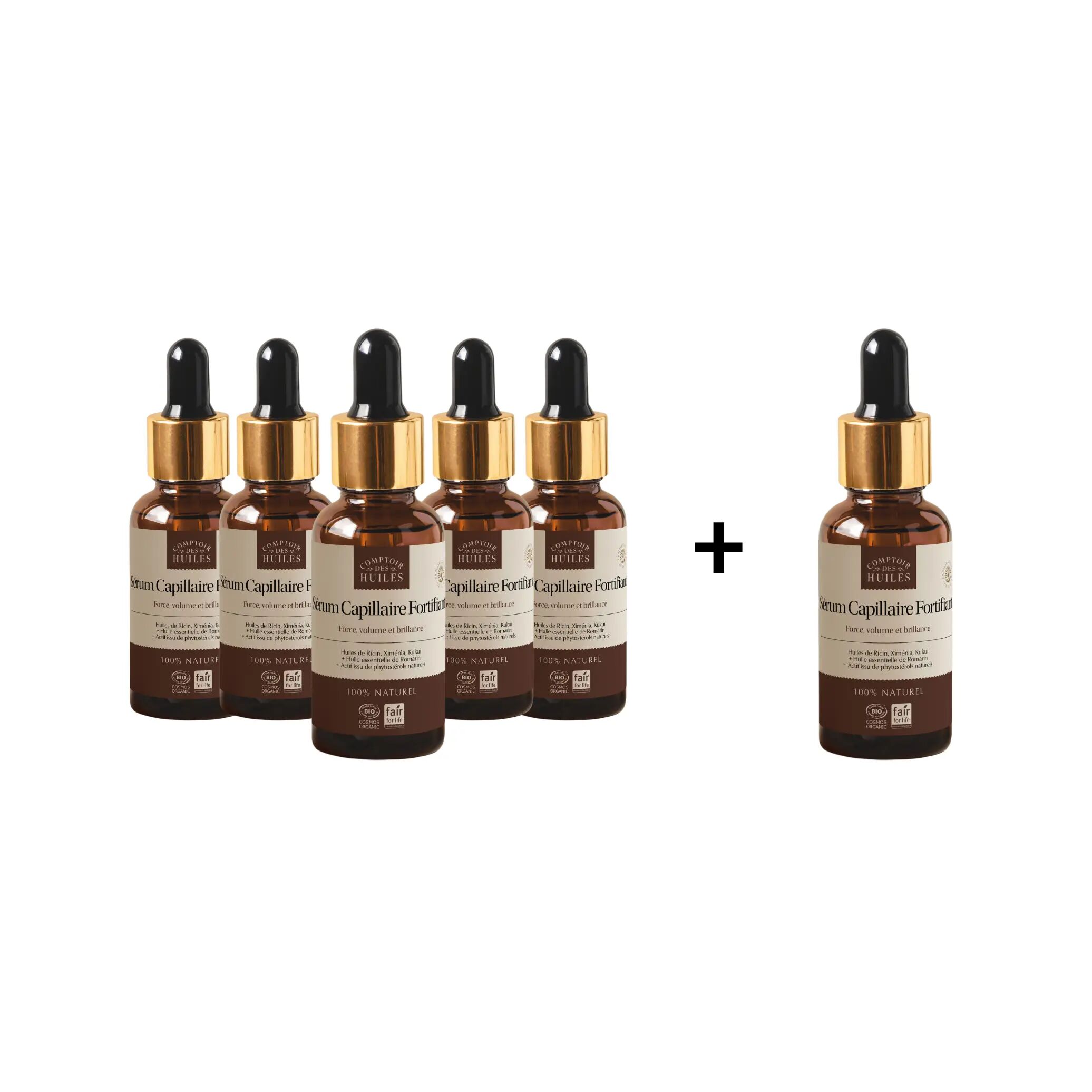 NEU: 5er-Pack + 1 gratis – Stärkendes Haarserum mit Rizinusöl, Ximenia und Kukui