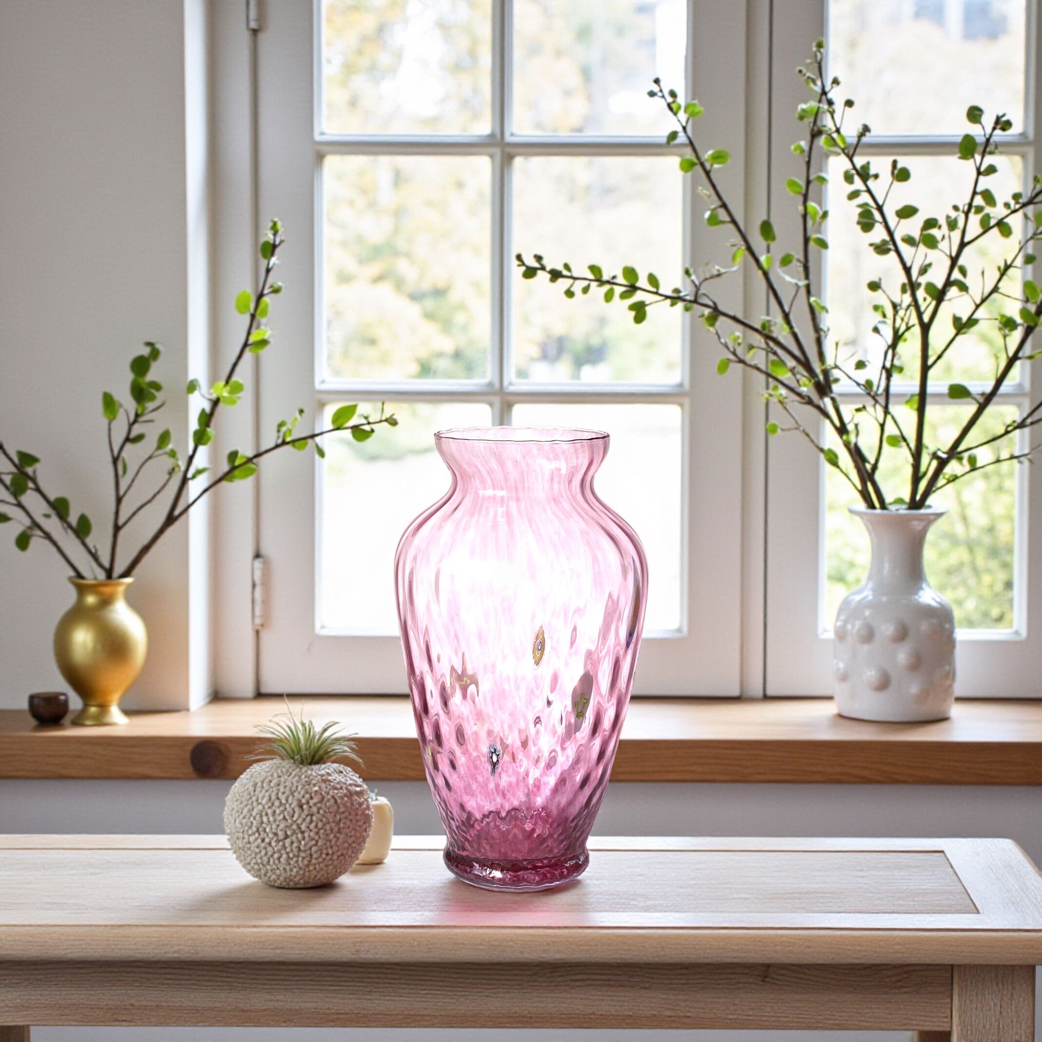 1 "BALLOTON" style blown glass vase, handcrafted with Murano Murrine, “I Colori di Murano” line h. 30cm. Made in Italy