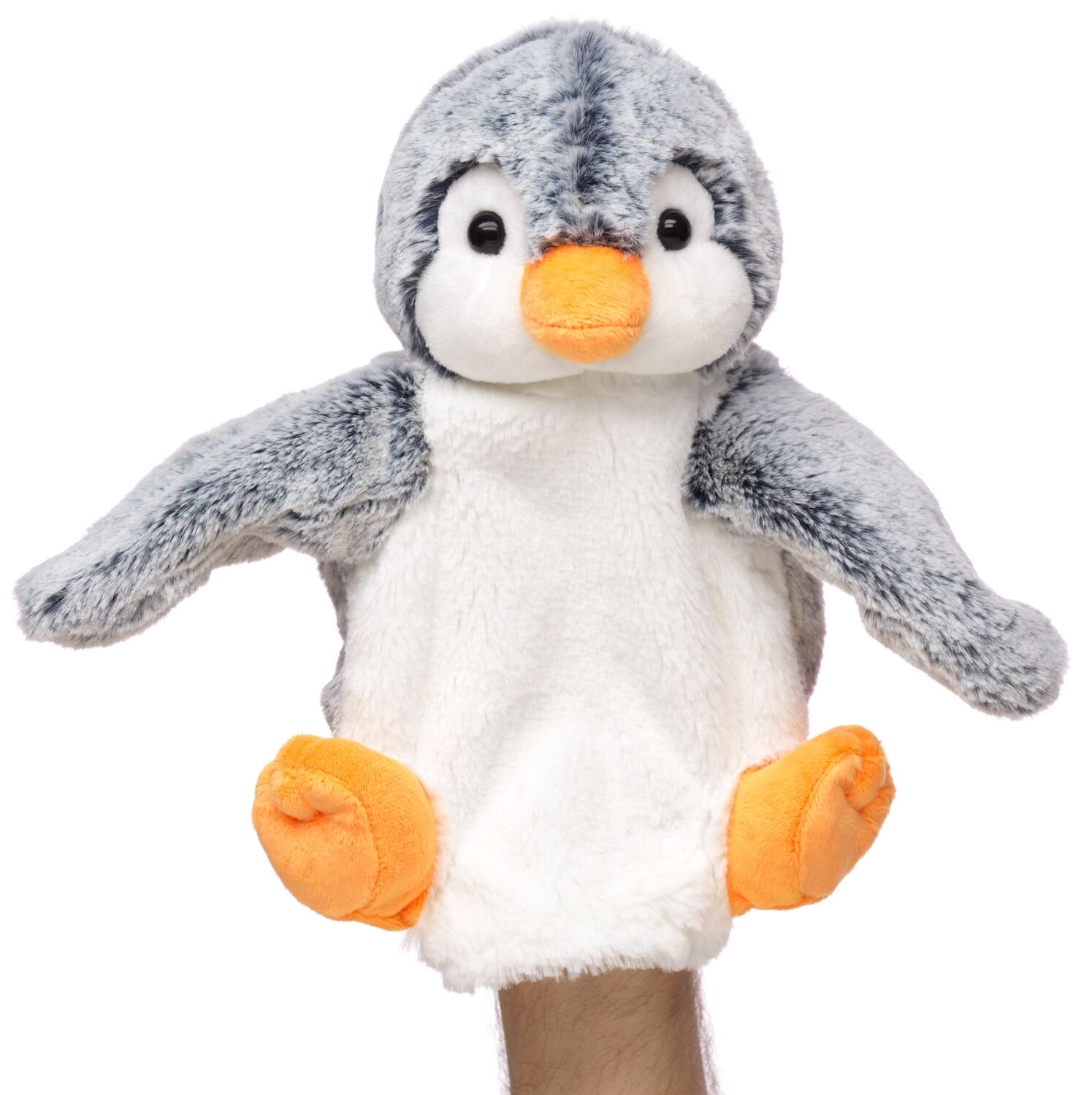 Handpuppe Pinguin (blau-meliert) - 24 cm (Höhe) - Keywords: Vogel, Plüsch, Plüschtier, Stofftier, Kuscheltier