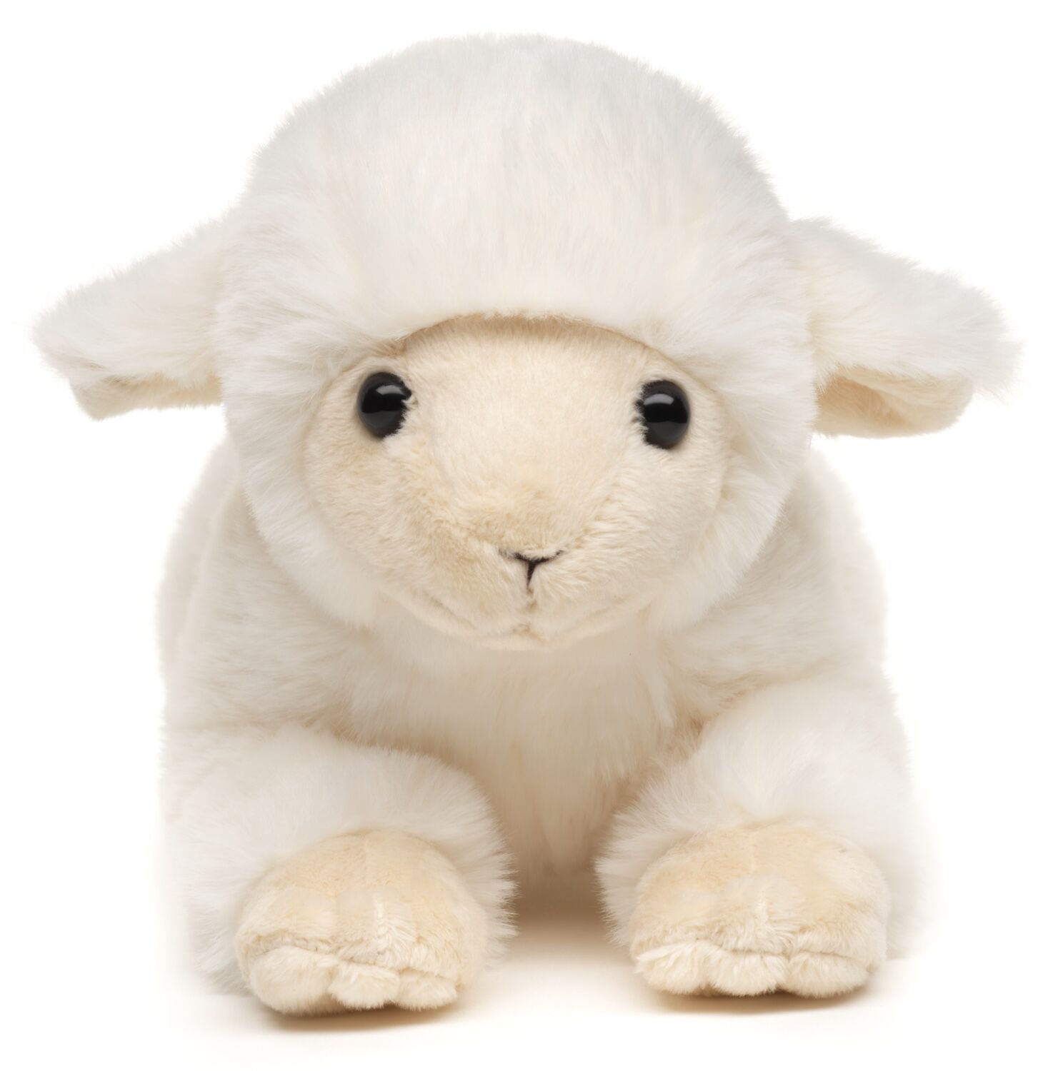 Lamm weiß, liegend - 21 cm (Länge) - Keywords: Bauernhof, Schaf, Plüsch, Plüschtier, Stofftier, Kuscheltier