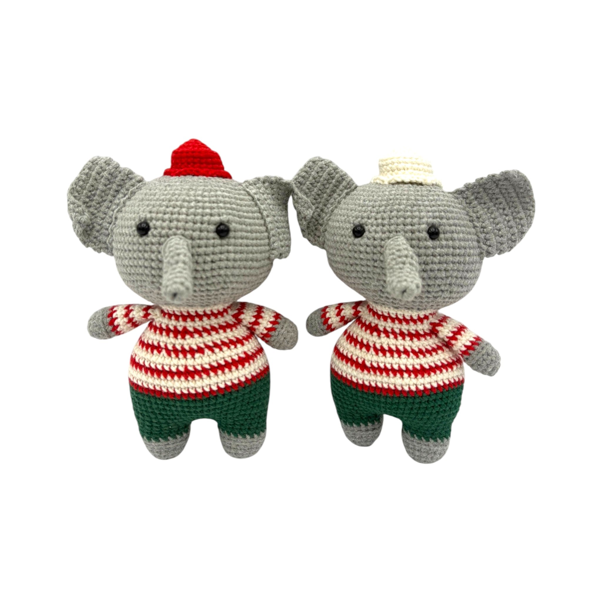 Crocheted elephant with hat