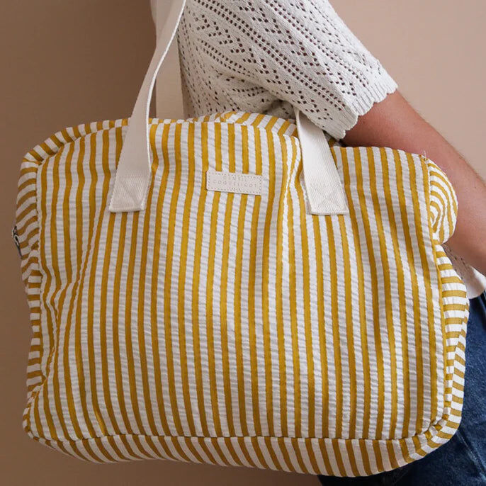 Ochre seersucker weekend bag