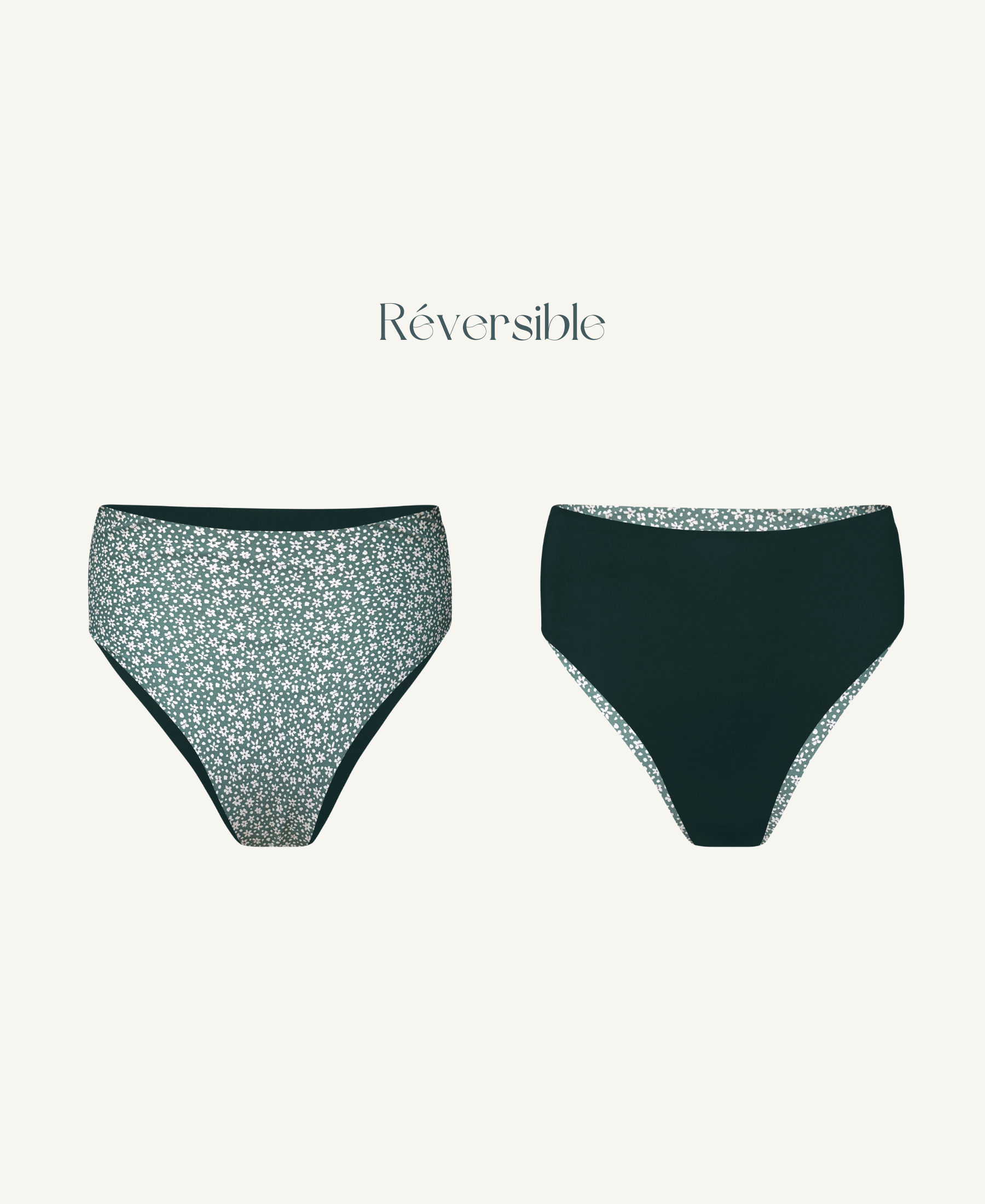 High-Waisted swimsuit Bottom - Green Flowers