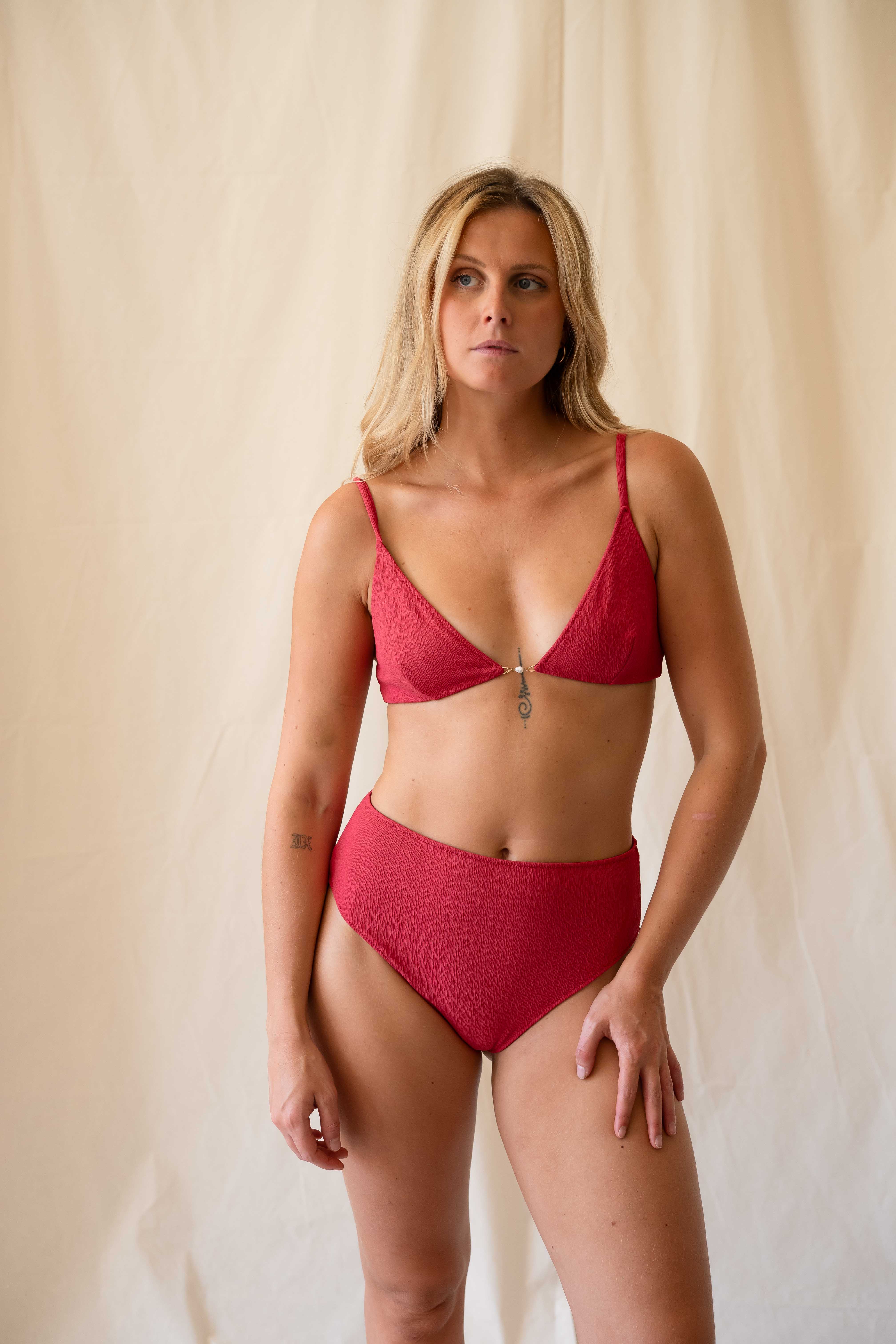 Triangle swimsuit top - Pink & Burgundy