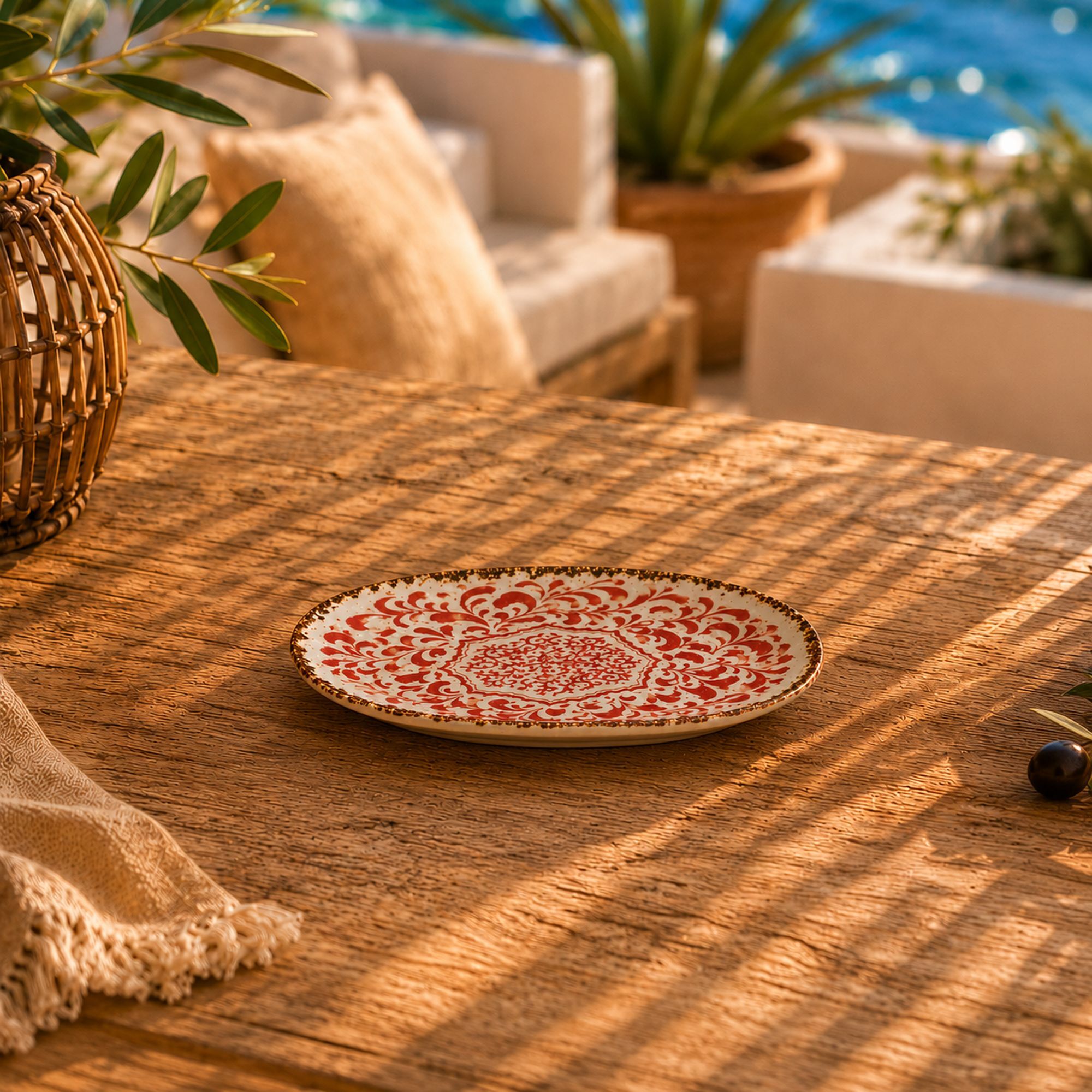 Oval plate 19x10.5cm in red porcelain PALAZZO