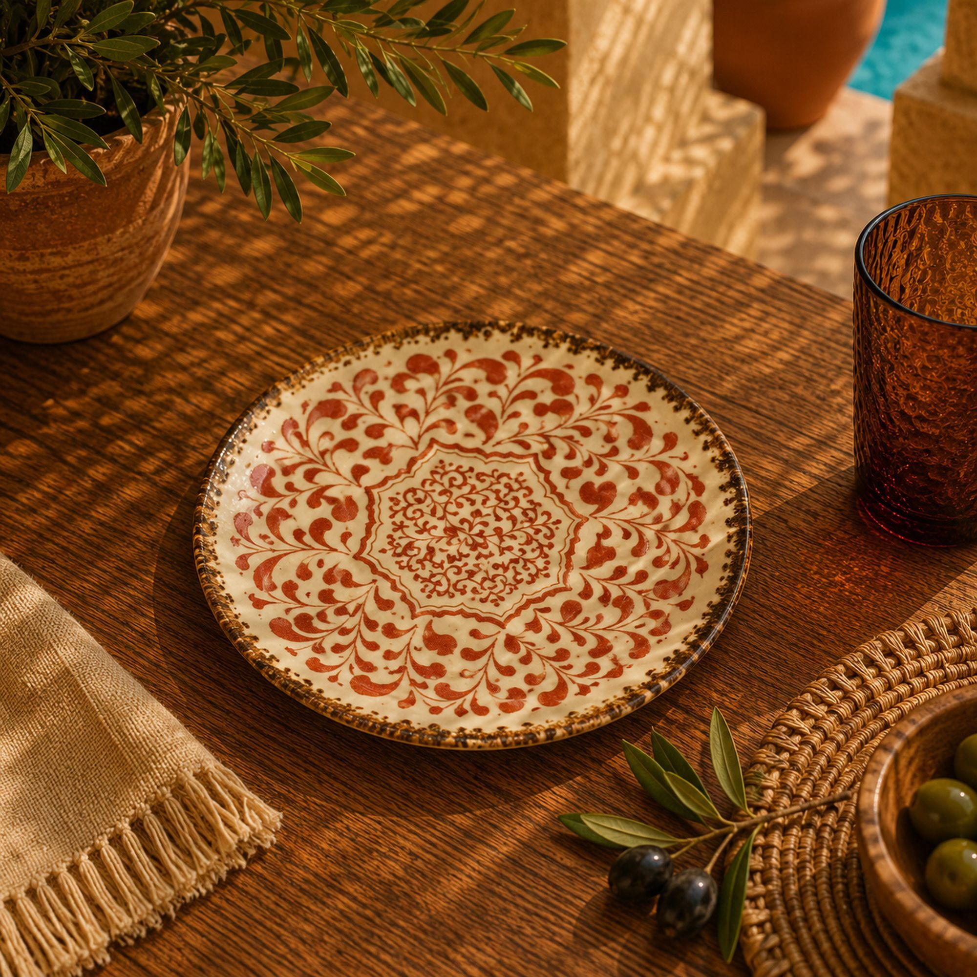15cm red porcelain saucer PALAZZO