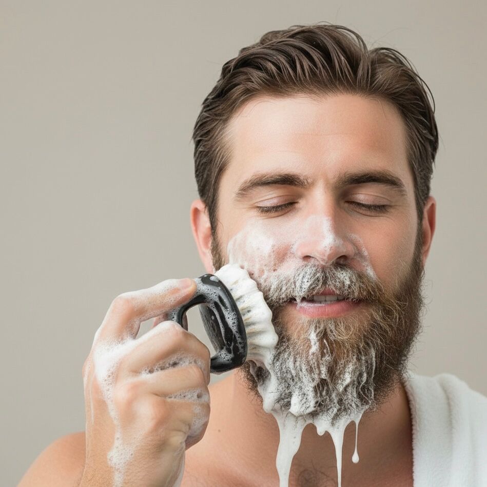Spazzola detergente per barba YOSMO Men | Strumento esfoliante di alta qualità per la cura del viso e la crescita di una barba sana
