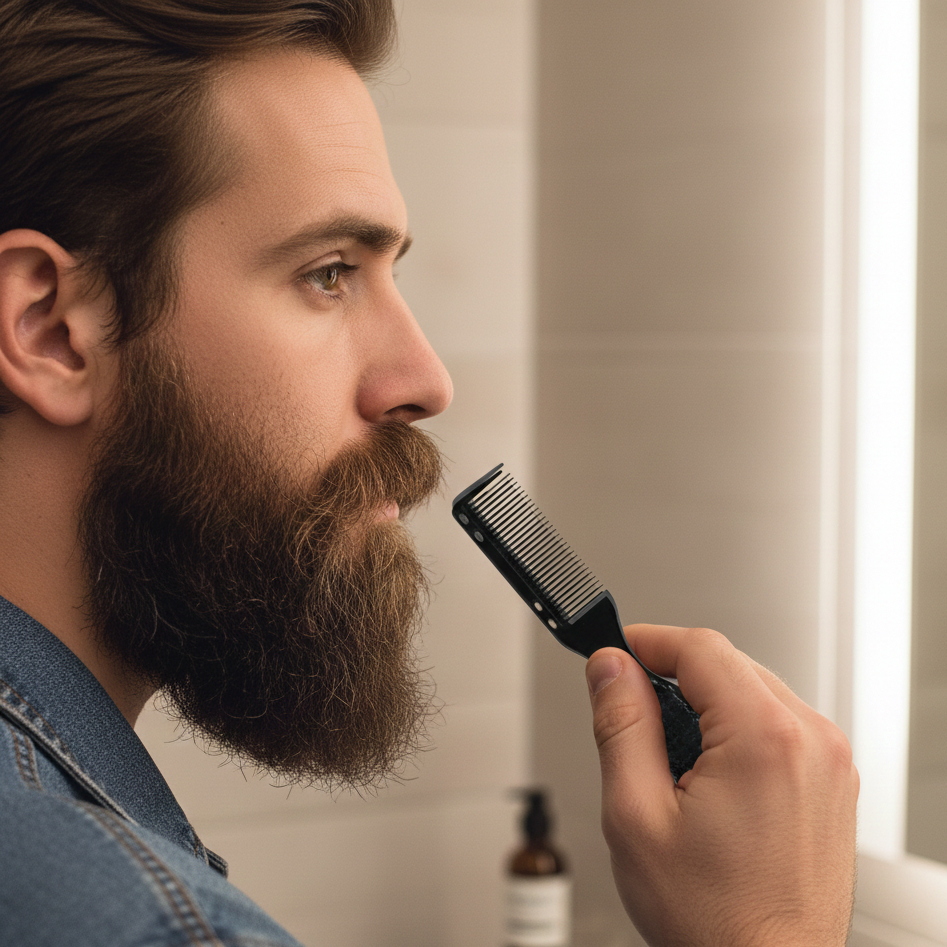 YOSMO Men Beard Brush and Comb Styling Set | Premium Grooming Kit for Shifting Untamed Facial Hair
