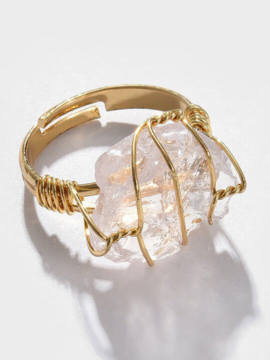 Stone Statement Ring – Gold Tone Finish – Pink Stone Embellishment