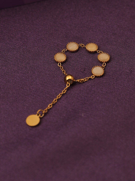 Adjustable Finger Ring – Gold-Plated, Stone Detail