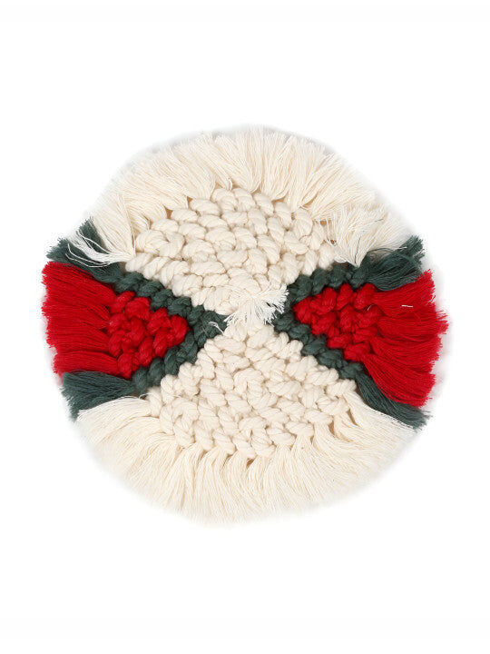 Braided Round Coaster Set – Multi-Color Design – 2pc