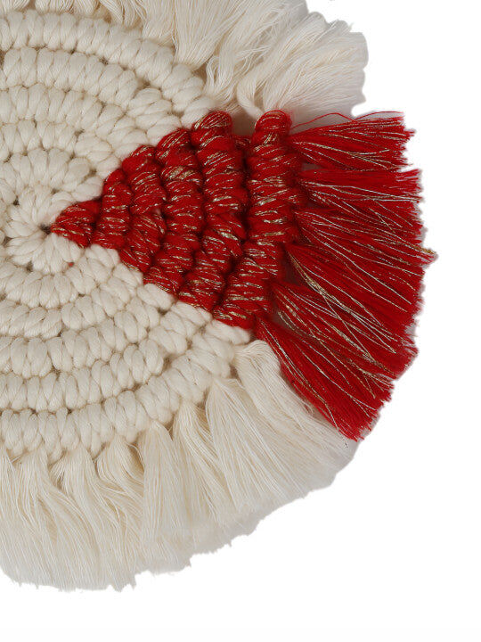 Artisan Cotton Braided Coasters - Macrame Cotton, Dual-Tone - 2pc