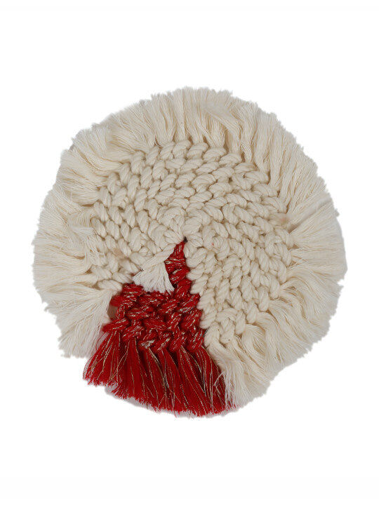 Artisan Cotton Braided Coasters - Macrame Cotton, Dual-Tone - 2pc