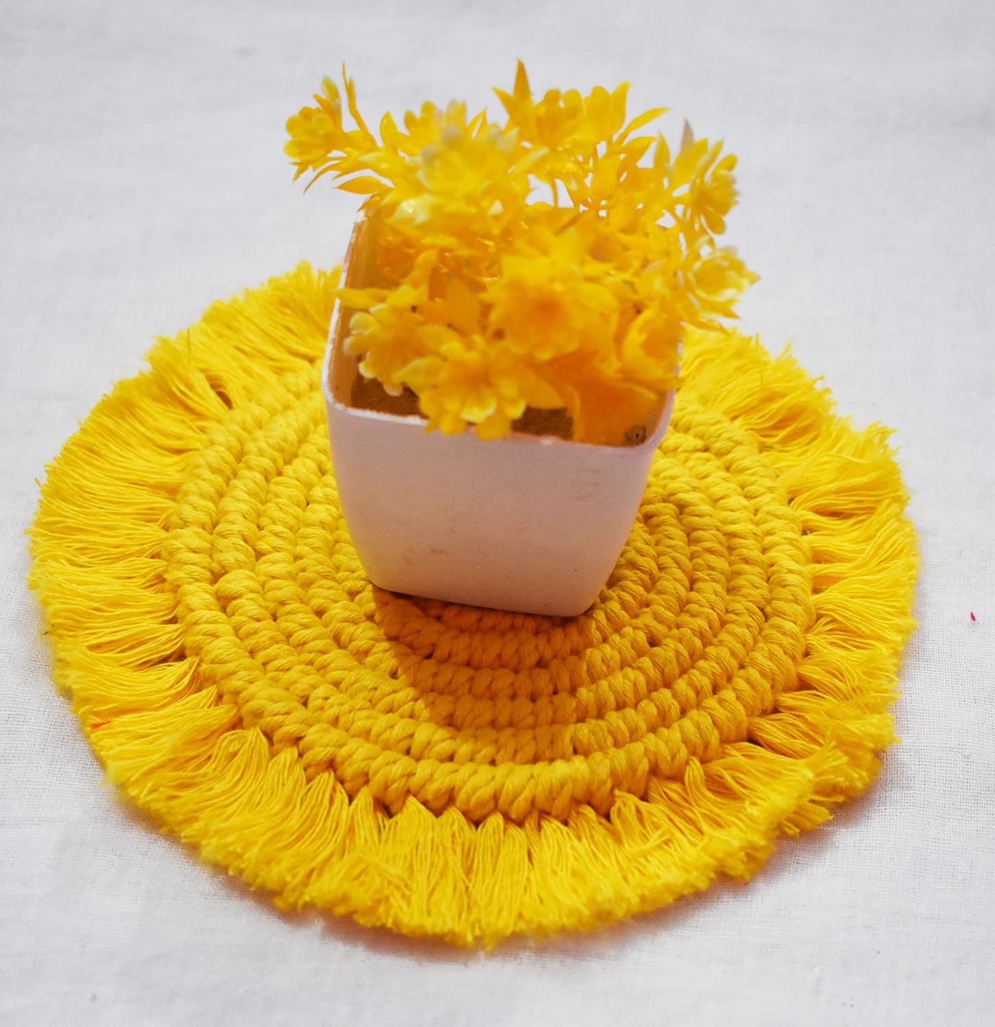 Handwoven Cotton Drink Coasters – 2pc – 6" Diameter